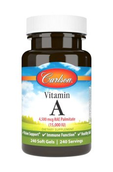 Витамин А Carlson Labs Vitamin A 15000 МЕ, 240 гелевых капсул