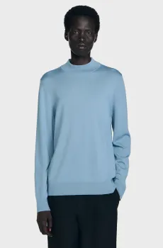 Мужской голубой шерстяной джемпер Голубой XL Sandro SHPTR00715_Chambray