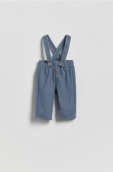 Reserved - Бавовняні штани на підтяжках - світло-блакитний - 368HV-50X