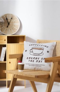 Наволочка з мотивом кави - кремовий