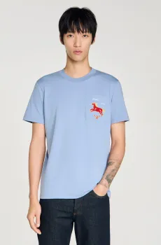 Мужская голубая футболка Голубой M Sandro SHPTS01754_Sky Blue
