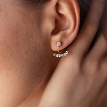 Серьги - джекеты в желтом золоте (фианиты) с07768 Серьги - джекеты в желтом золоте (фианиты) с07768