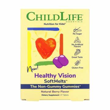 Витамины для глаз, для детей ChildLife Healthy Vision SoftMelts с натуральным ягодным вкусом, 27 жевательных таблеток Витамины для глаз, для детей ChildLife Healthy Vision SoftMelts с натуральным ягодным вкусом, 27 жевательных таблеток