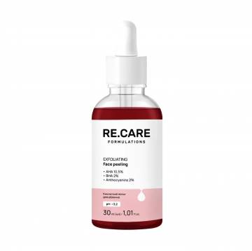 Кислотный пилинг для лица Re.Care Exfoliating Face Peeling с AHA-кислотами 10.5%, с BHA-кислотами 2% и антоцианами 2%, 30 мл Кислотный пилинг для лица Re.Care Exfoliating Face Peeling с AHA-кислотами 10.5%, с BHA-кислотами 2% и антоцианами 2%, 30 мл