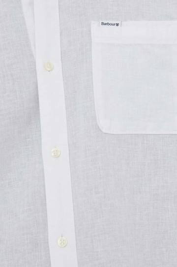 Льняная рубашка Barbour цвет белый slim воротник button-down Льняная рубашка Barbour цвет белый slim воротник button-down