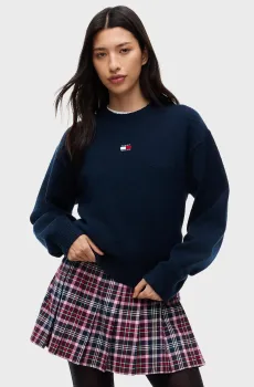 Женский темно-синий джемпер  FLUFFY BADGE Синий S Tommy Jeans DW0DW23831