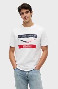 Мужская белая футболка TH x Cadillac Formula 1® Team Белый M Tommy Hilfiger MN0MN00101
