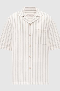 Белая рубашка с льном в полоску