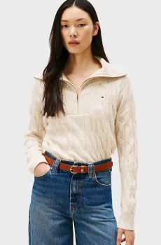 Женская бежевая шерстяная кофта SOFT WOOL CABLE Бежевый S Tommy Hilfiger WW0WW46425