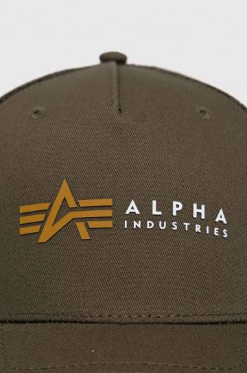 Кепка Alpha Industries цвет зелёный с принтом 106901.142-DarkOlive Кепка Alpha Industries цвет зелёный с принтом 106901.142-DarkOlive