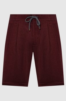Бордовые шорты из льна и шерсти
