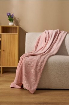 Плед із бантами - пастельний рожевий