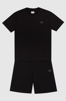 Детский черный костюм с принтом логотипа