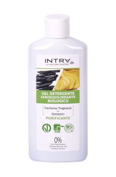 Гель для умывания Intra Activated Charcoal & Ginger Увлажняющий, для комбинированной и жирной кожи лица, 200 мл