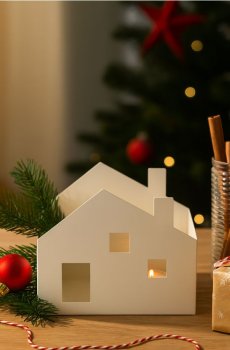 Підсвічник у формі будинку - білий