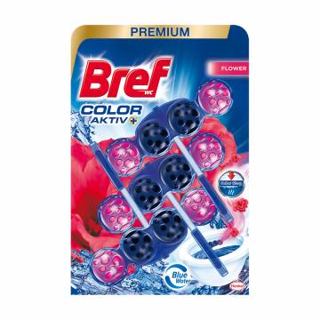 Твердый туалетный блок Bref Color Aktiv Цветочная свежесть, 3*50 г Твердый туалетный блок Bref Color Aktiv Цветочная свежесть, 3*50 г