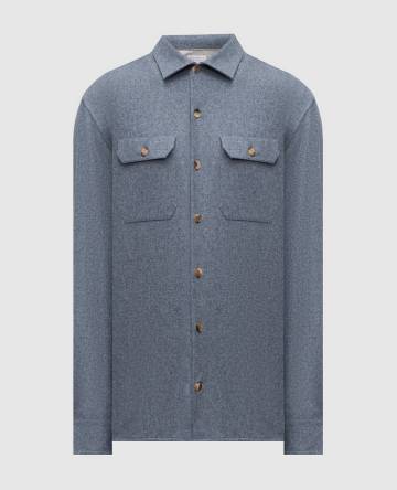 Голубая рубашка из шерсти