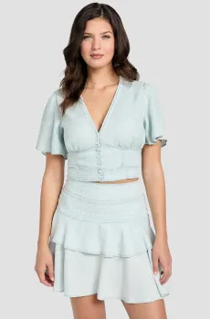 Женский голубой топ Голубой XS Guess W5GH82.D5N81;TCPA