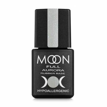 Каучуковая база для гель-лака Moon Full Aurora Rubber Base 2004 Светло-серый с мелким шиммером, 8 мл Каучуковая база для гель-лака Moon Full Aurora Rubber Base 2004 Светло-серый с мелким шиммером, 8 мл
