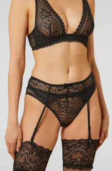 Женский черный пояс для чулок PANAMA Черный L Etam 6497758