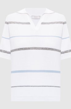 Белое поло в полоску