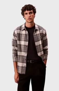 Мужская серая клетчатая рубашка BRUSHED Серый XXL Calvin Klein Jeans LV04RD105G