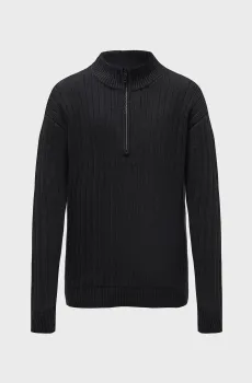 Мужская черная кофта LINEAR HALF ZIP SWEATER Черный M Calvin Klein Jeans J30J326199