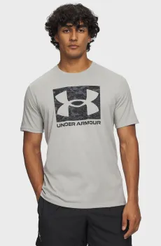 Мужская светло-серая футболка UA ABC CAMO BOXED LOGO SS-GRY Серый XXL Under Armour 1361673-069
