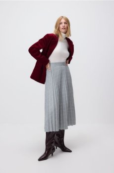 Reserved - Плісирована картата спідниця - темно-сірий - YS817-90M