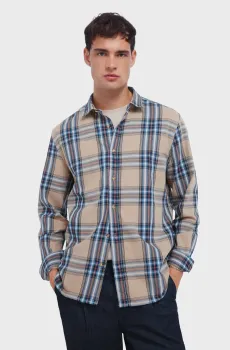 Мужская бежевая  рубашка в клетку Бежевый L SPRINGFIELD 322093