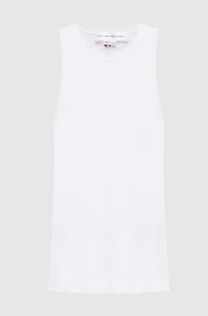 Белый топ в рубчик с монограммой