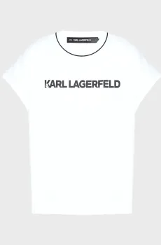 Женская белая футболка LOGO PIPING T-SHIRT Белый XS Karl Lagerfeld A2W17109