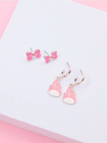 Сережки, 2 пари My Melody - срібний Сережки, 2 пари My Melody - срібний