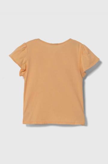 Детская хлопковая футболка United Colors of Benetton цвет оранжевый Детская хлопковая футболка United Colors of Benetton цвет оранжевый