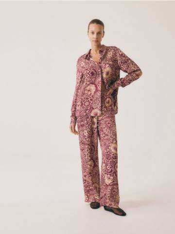 Reserved - Віскозна сорочка з візерунком - пурпуровий - 743EG-44X