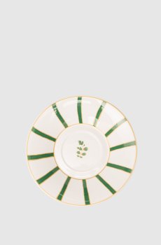 Белое фарфоровое блюдце для чашки для чая Striche Verdi e Oro
