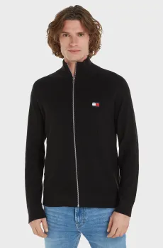 Мужской черный  кардиган TJM REG ZIPTRU HI NECK SWEATER Черный S Tommy Jeans DM0DM19183