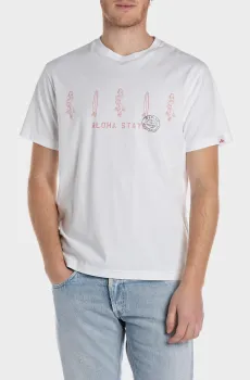 Мужская белая футболка Белый S Replay M3067 .000.2660