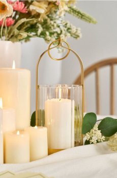 Декоративний свічник типу ліхтар - золотий