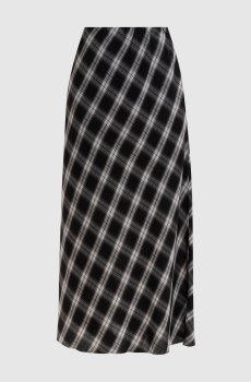 Черная юбка макси в клетку