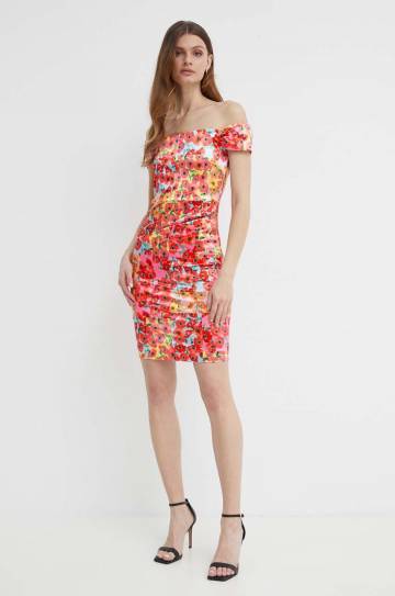 Платье Guess цвет оранжевый mini облегающая Платье Guess цвет оранжевый mini облегающая