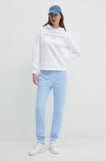 Кофта Tommy Hilfiger женская цвет белый с капюшоном с аппликацией WW0WW43598 Кофта Tommy Hilfiger женская цвет белый с капюшоном с аппликацией WW0WW43598