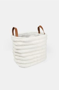 Стьобаний кошик для зберігання з ручками - білий