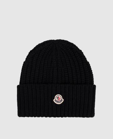 Черная шапка из шерсти и кашемира с нашивкой логотипа