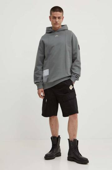 Хлопковая кофта A-COLD-WALL* BRUTALIST HOODIE мужская цвет зелёный с капюшоном с принтом ACWMW134A Хлопковая кофта A-COLD-WALL* BRUTALIST HOODIE мужская цвет зелёный с капюшоном с принтом ACWMW134A