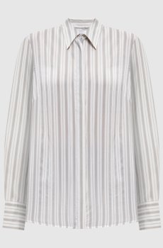 Белая блуза из шелка в полоску
