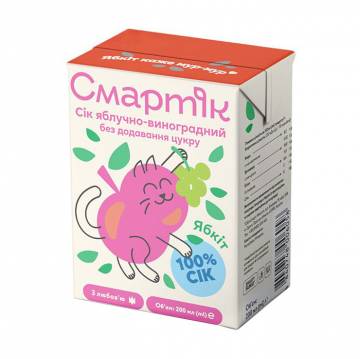 Детский сок Смартік Яблочно-виноградный, от 3 лет, 200 мл Детский сок Смартік Яблочно-виноградный, от 3 лет, 200 мл