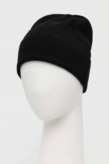 Шерстяная шапка Armani Exchange цвет чёрный из тонкого трикотажа шерсть Шерстяная шапка Armani Exchange цвет чёрный из тонкого трикотажа шерсть