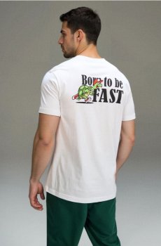 Бавовняна футболка з принтом - білий