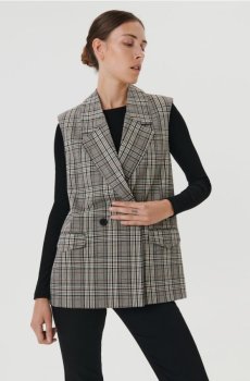 Двобортний жилет у клітинку - різнобарвний
